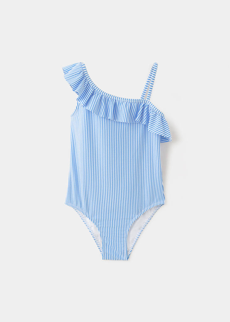 Ruffle striped swimsuit — Blue
