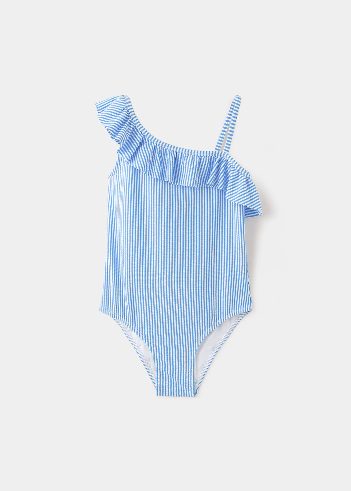 Ruffle striped swimsuit — Blue