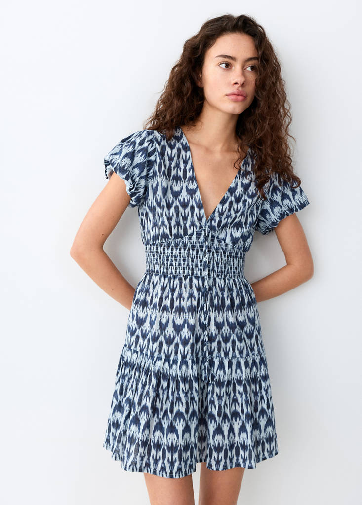 Short patterned dress — Navy