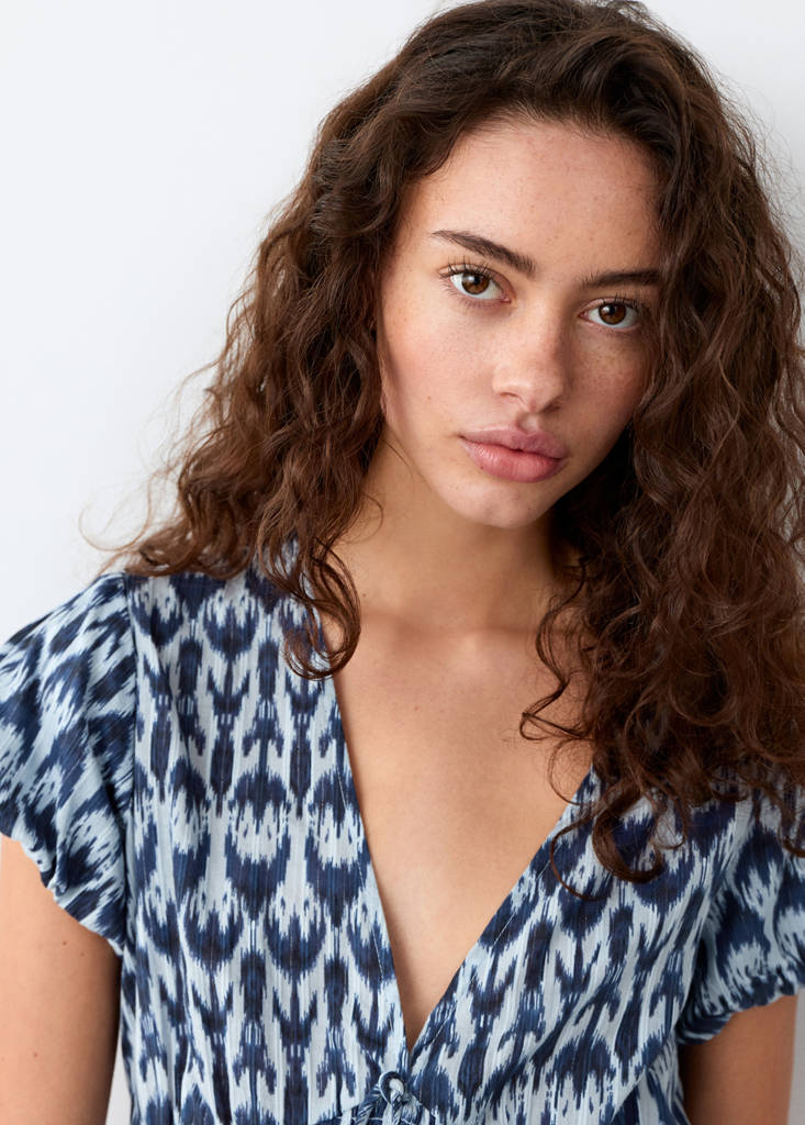 Short patterned dress — Navy