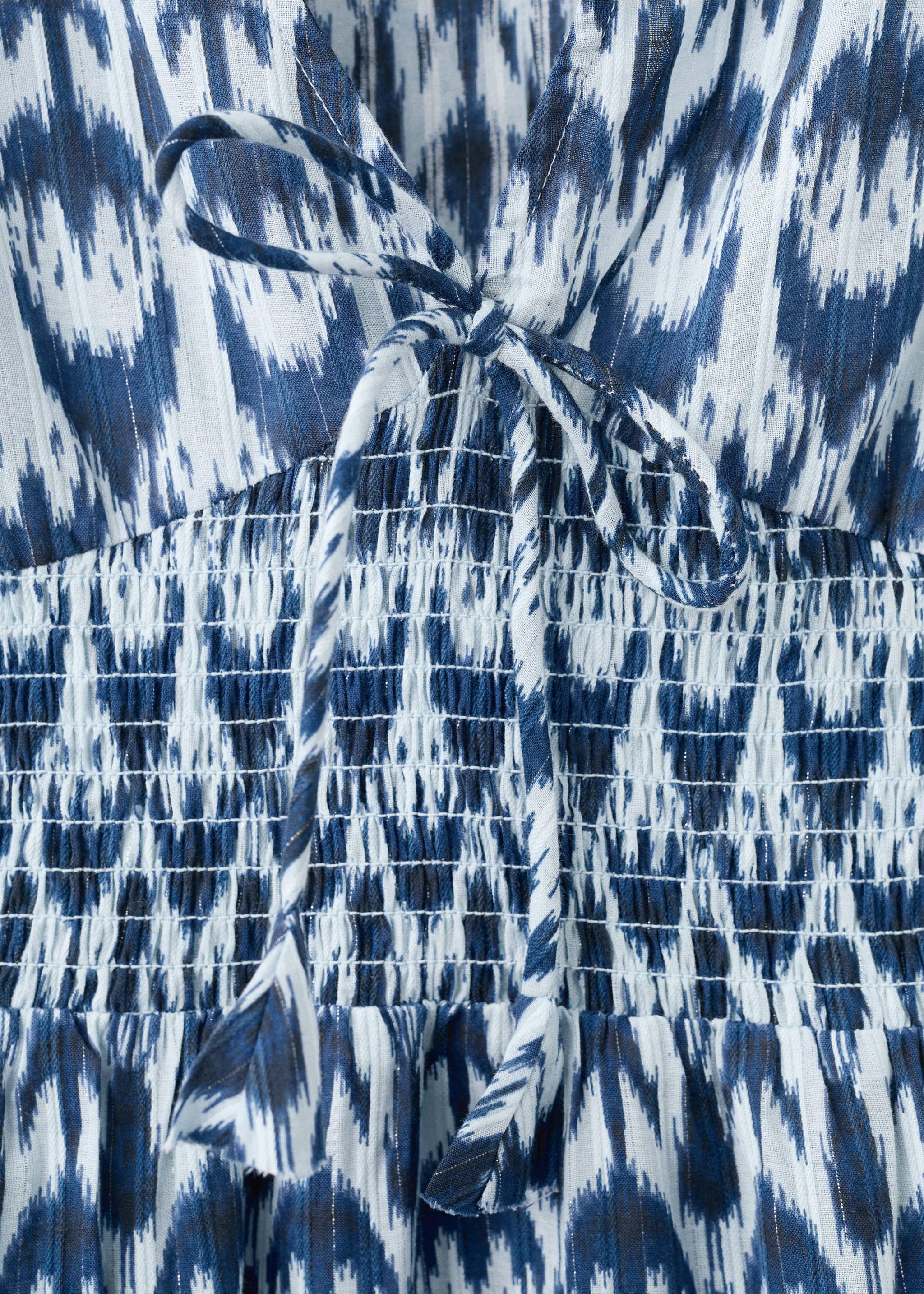 Short patterned dress - Details of the article 8, Navy. Ref: 27095955-00.