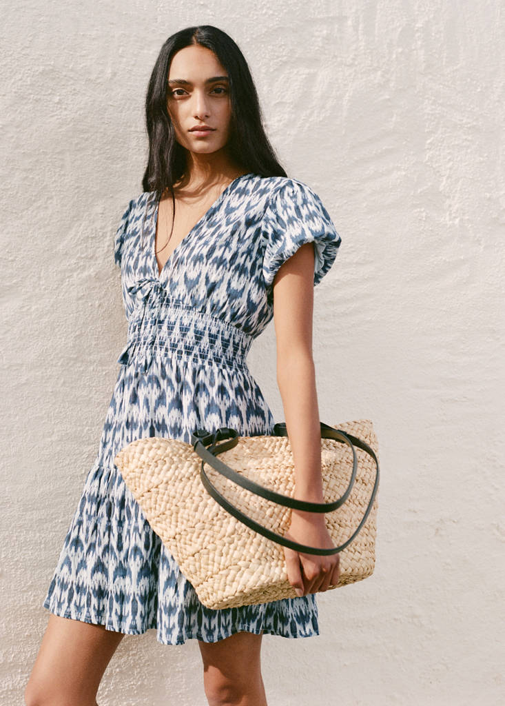 Short patterned dress — Navy