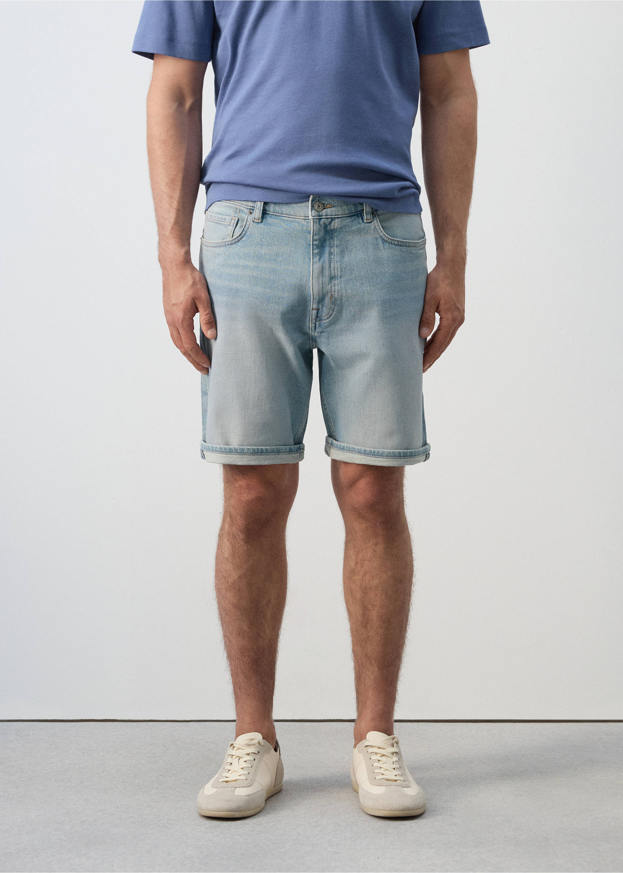Bermudas vaqueras slim fit - Plano medio, Azul claro. Ref: 27095957-00.