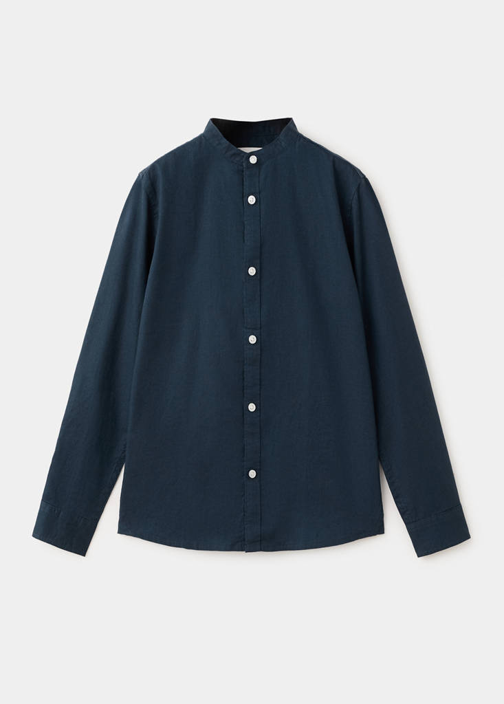 Linen-blend shirt — Dark Navy