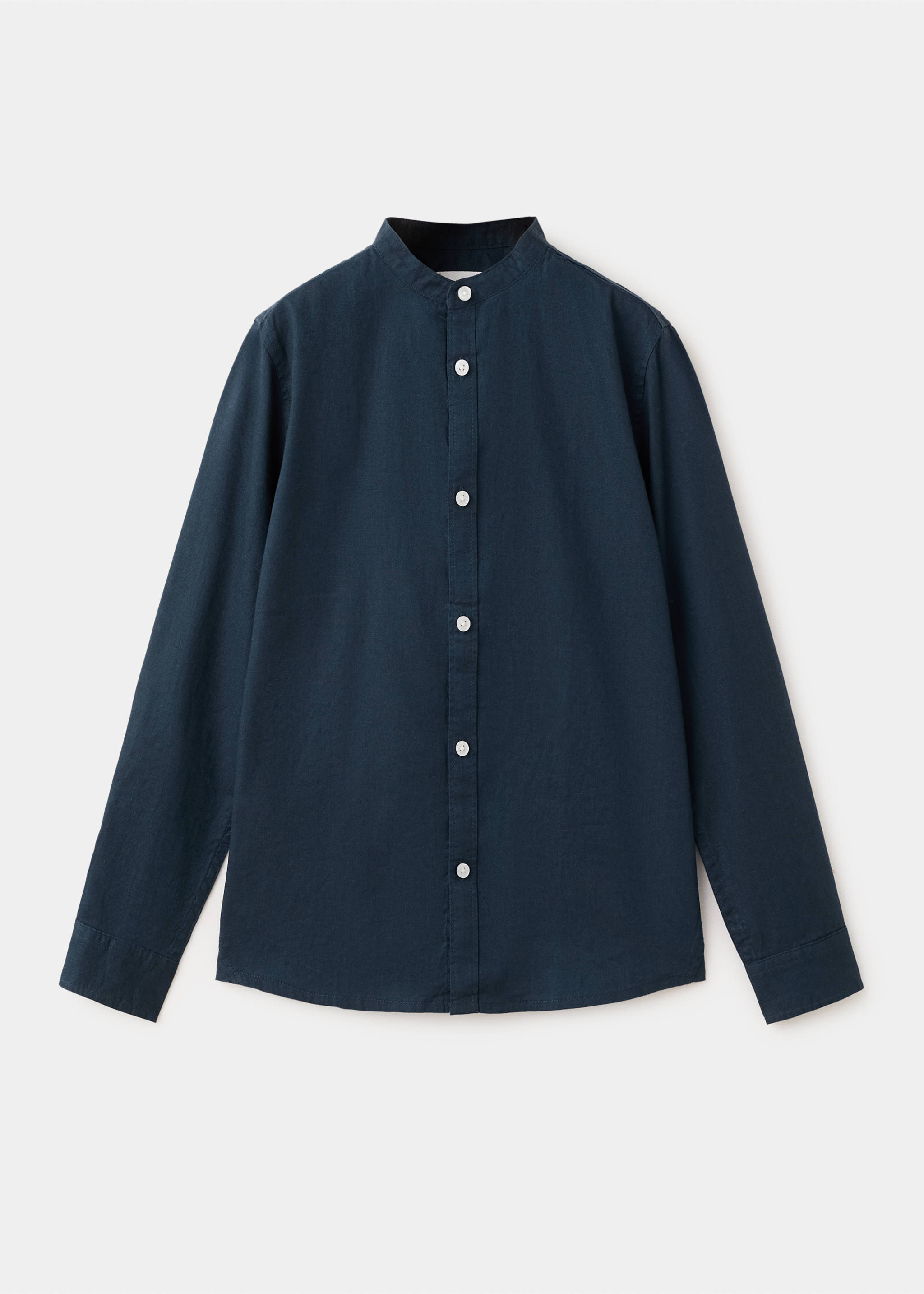 Linen-blend shirt - Article without model, Dark Navy. Ref: 27095959-00.