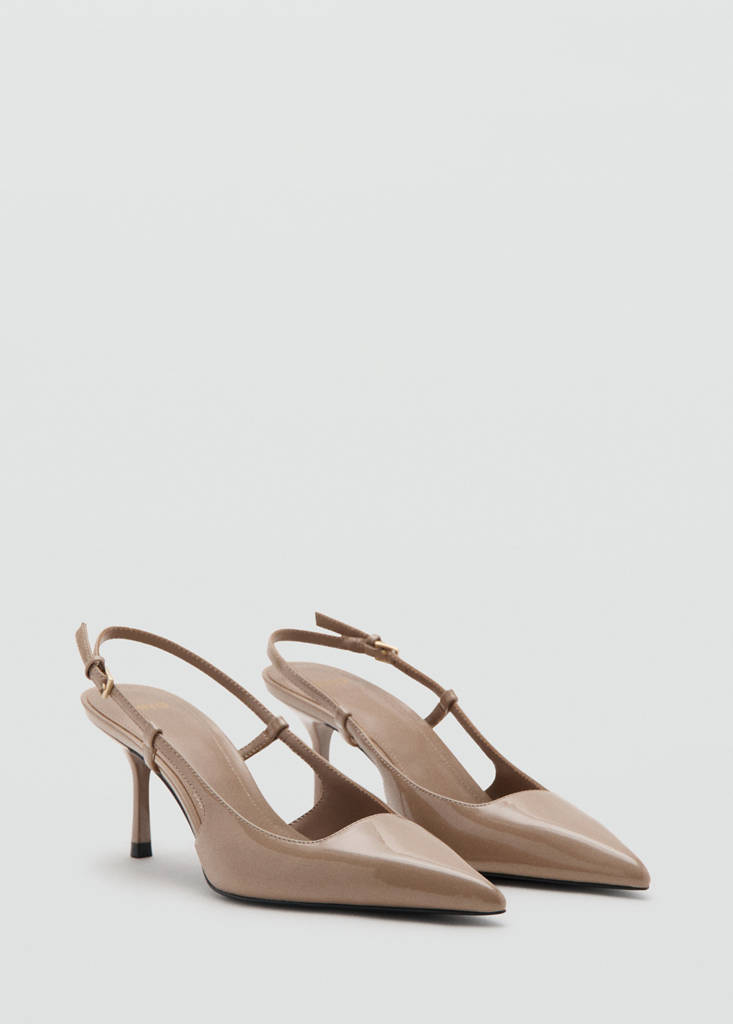 Patent heeled shoes — Nude