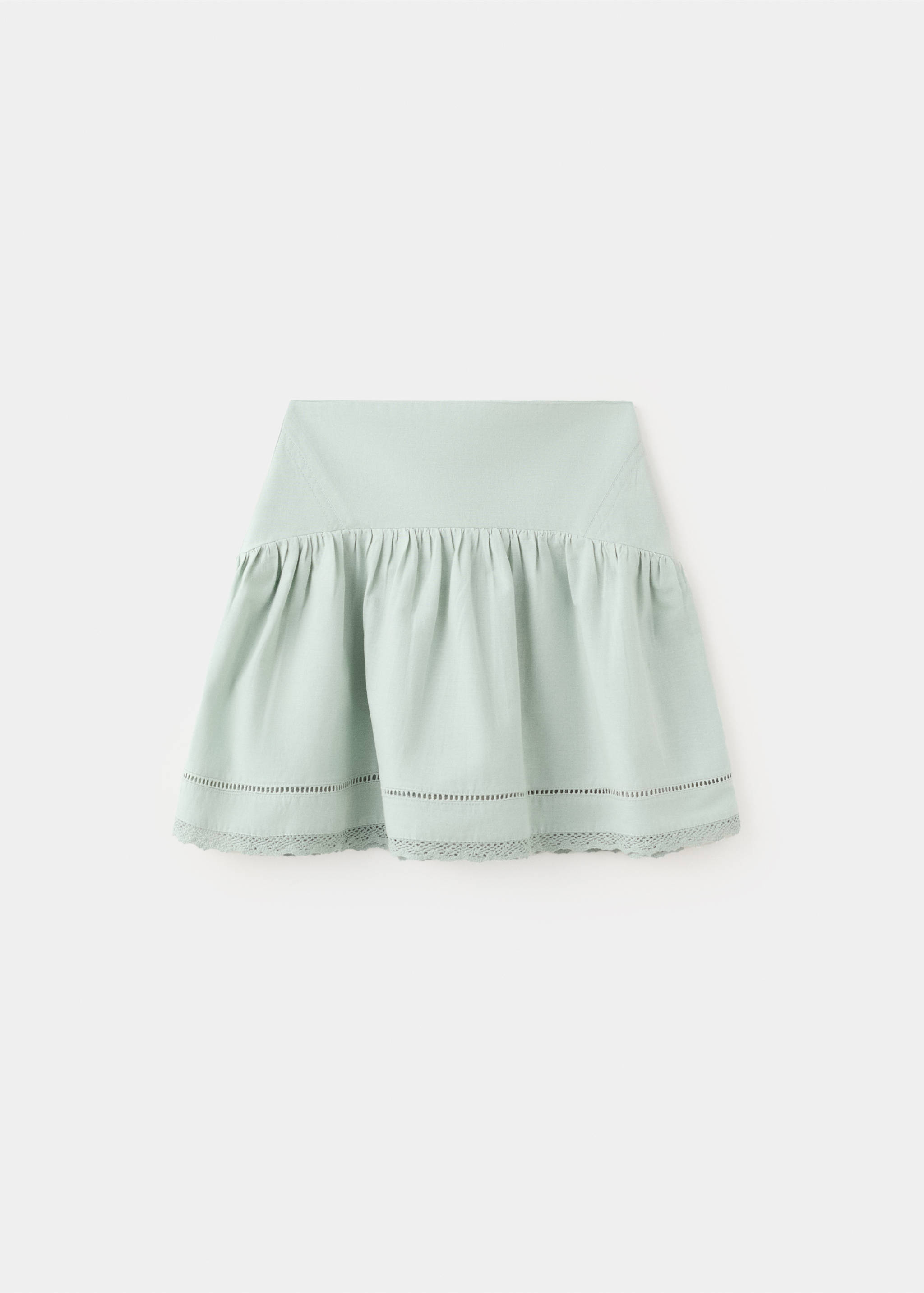 Embroidered details skirt - Article without model, Aqua Green. Ref: 27095968-00.