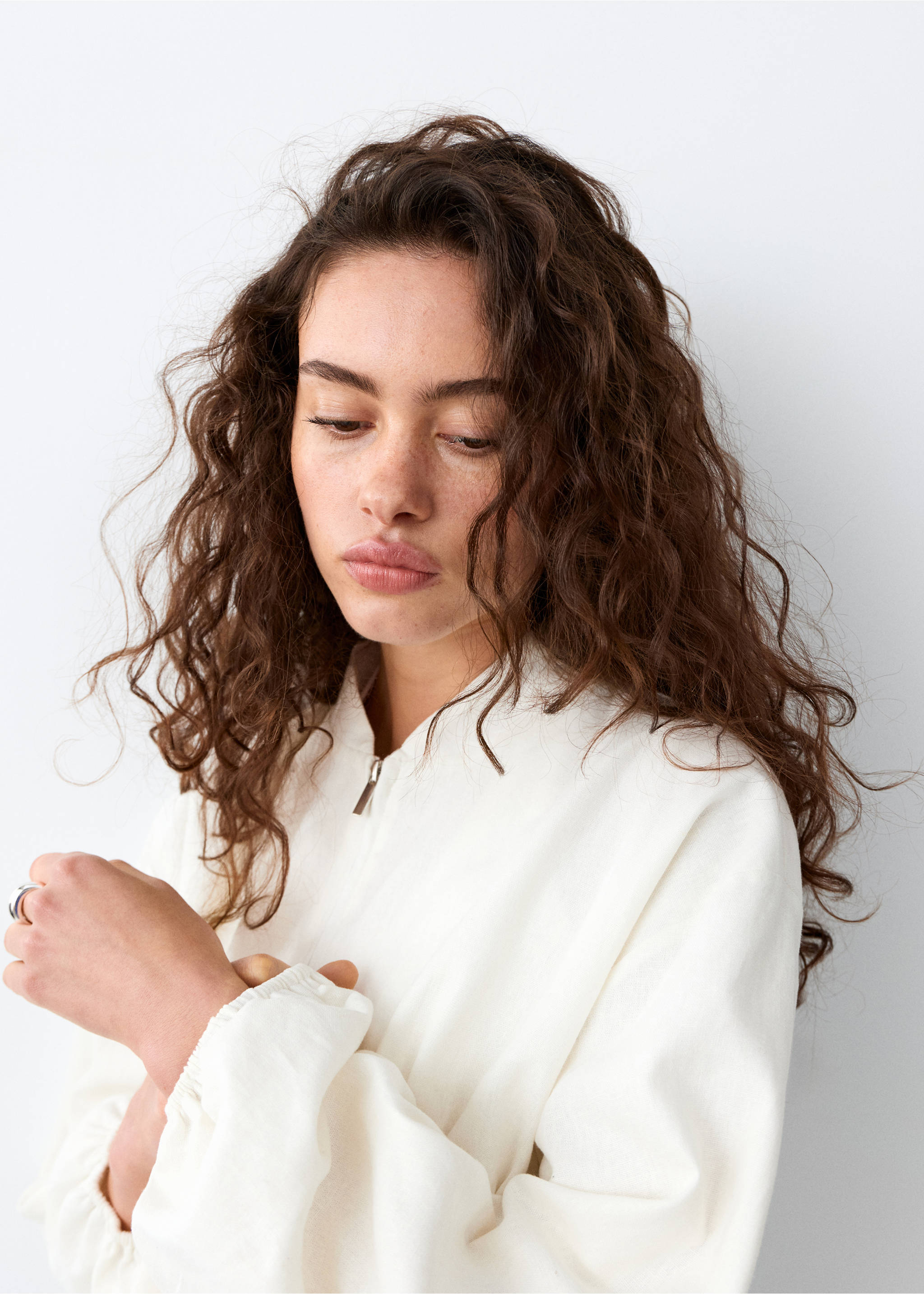 Linen bomber jacket - Details of the article 1, Off White. Ref: 27095971-00.