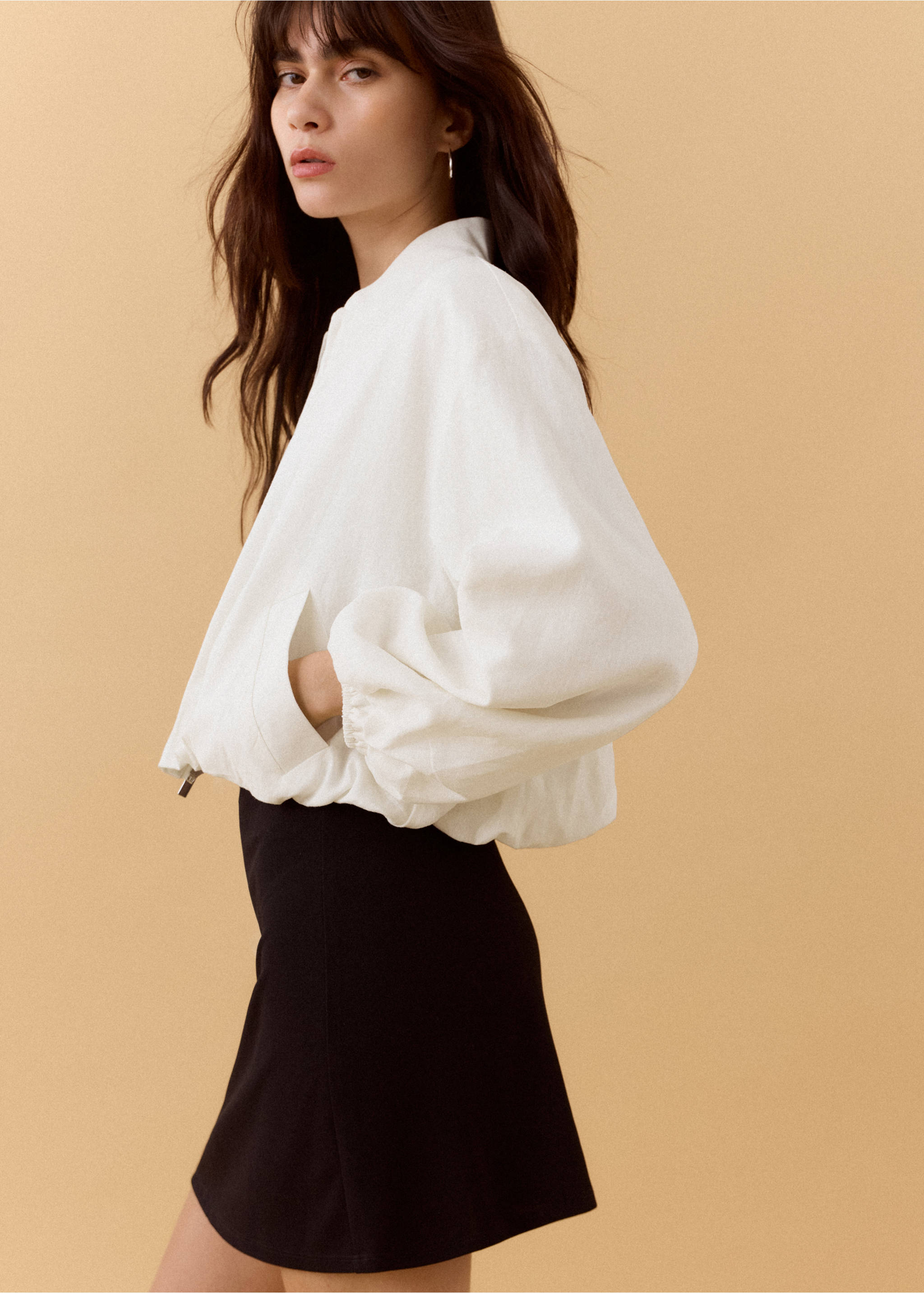 Linen bomber jacket - Details of the article 4, Off White. Ref: 27095971-00.