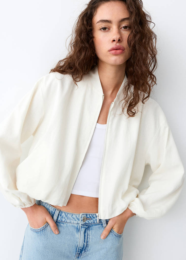 Linen bomber jacket — Off White