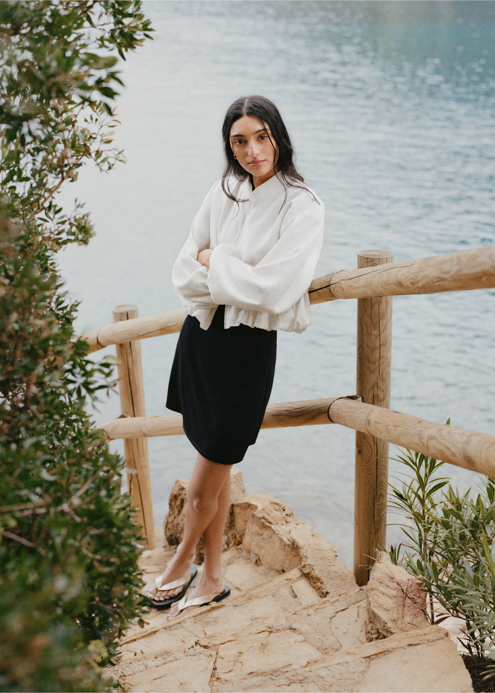 Linen bomber jacket - Details of the article 5, Off White. Ref: 27095971-00.