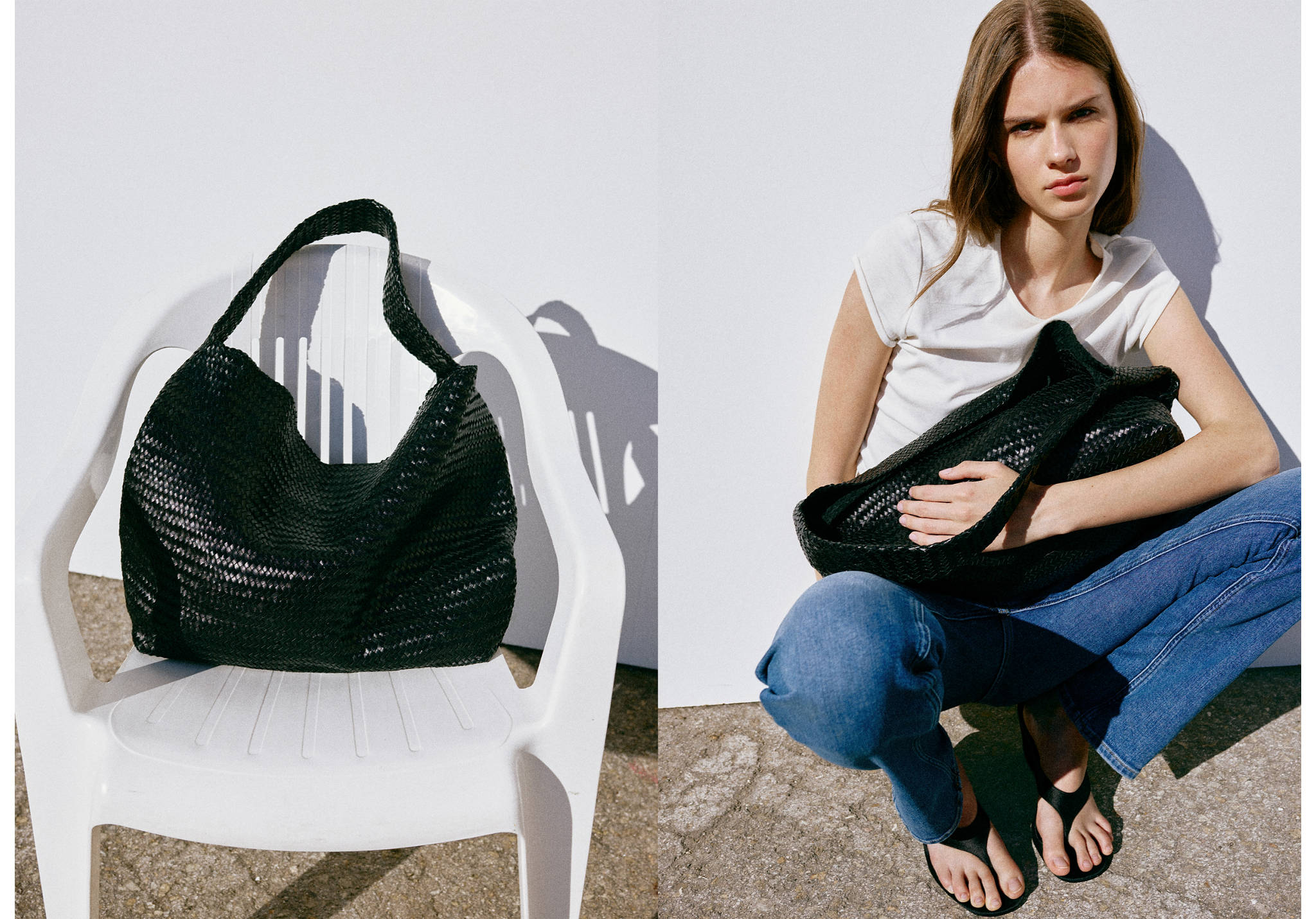 Large braided leather bag - Panoramic plane