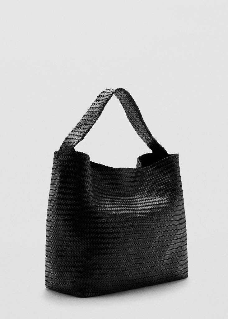 Large braided leather bag — Black