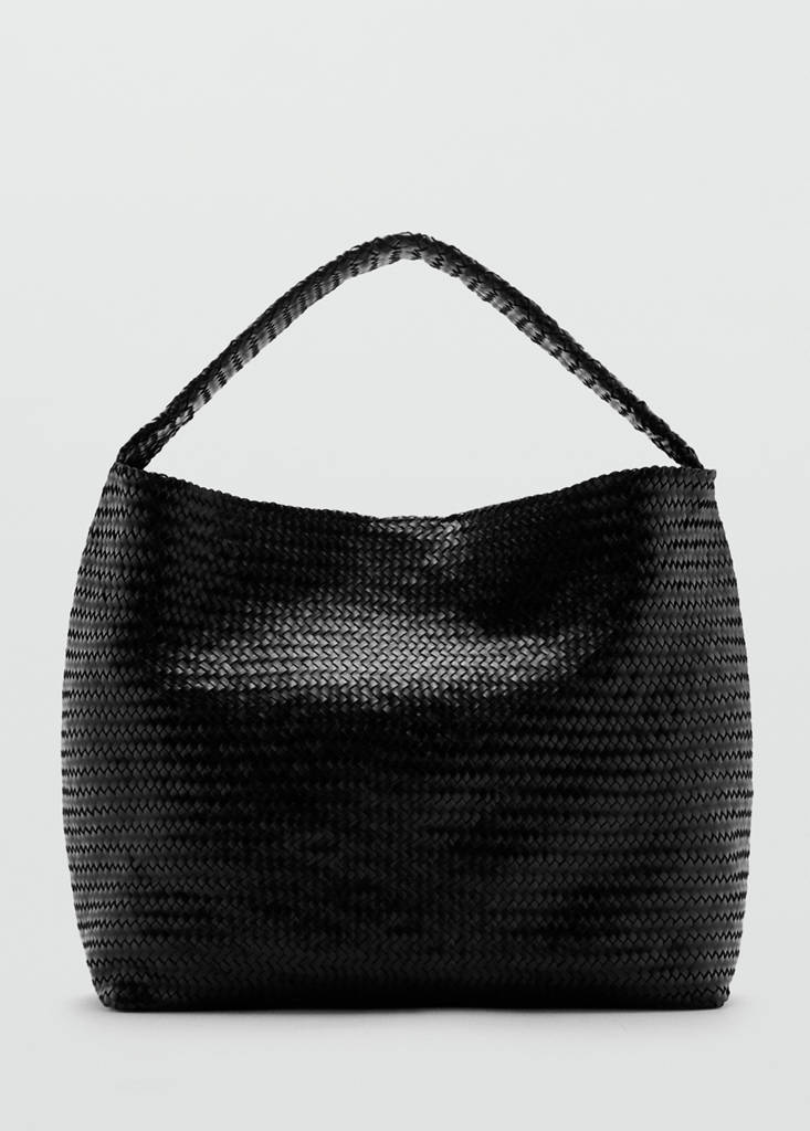 Large braided leather bag — Black