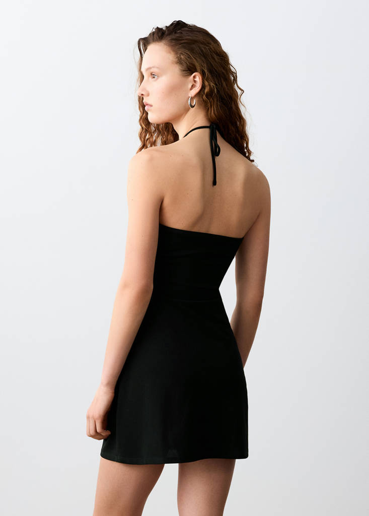 Halter neck short dress — Black