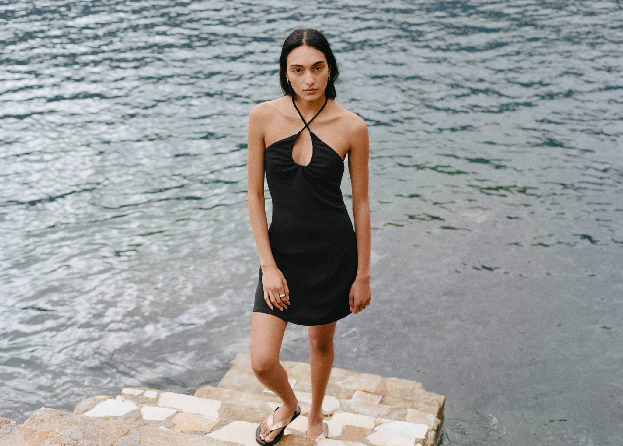 Halter neck short dress - Panoramic plane