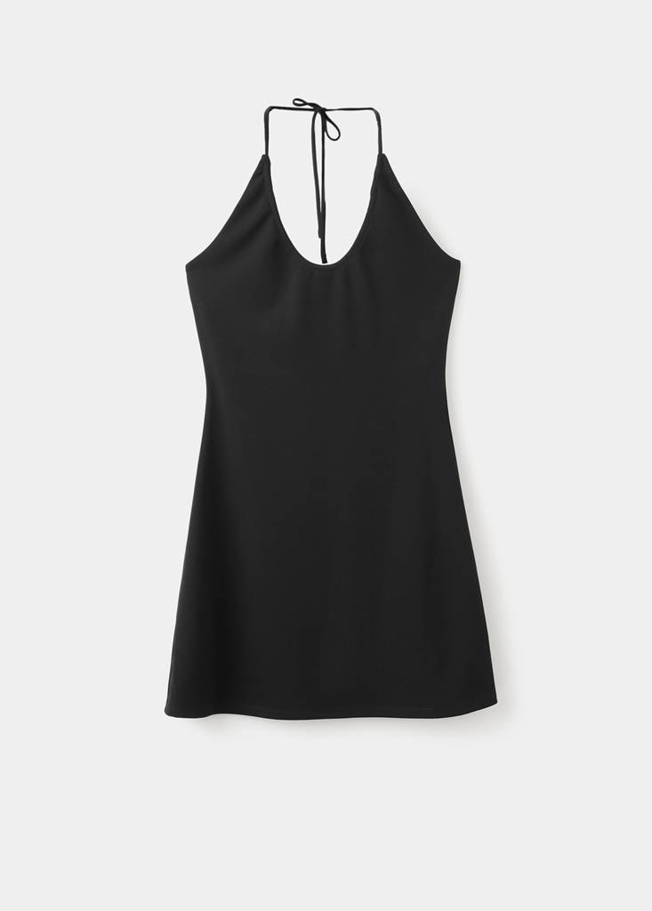 Halter neck short dress — Black