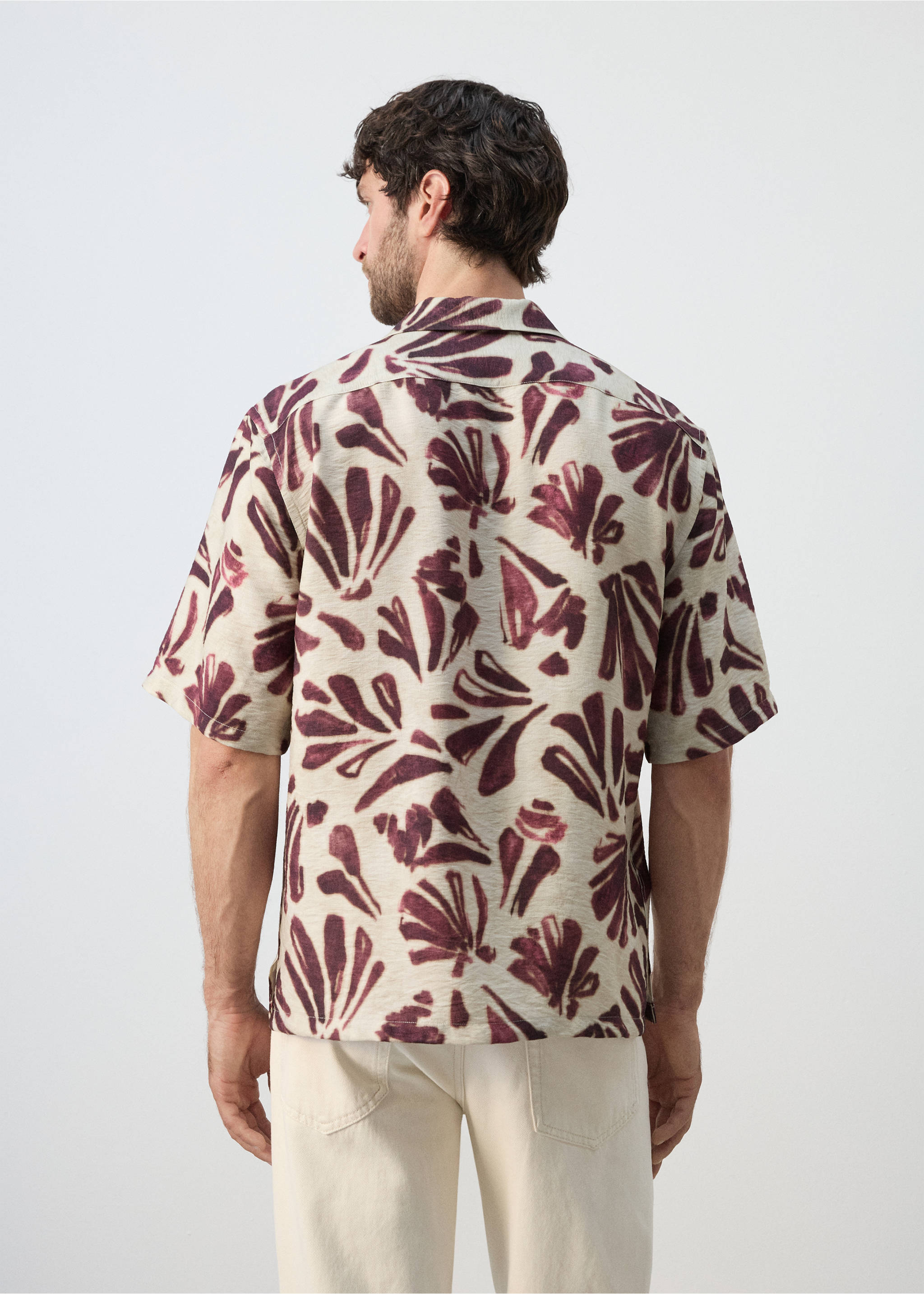 قميص انسيابي مطبوع مع ياقة بولينج - الجهة الخلفية للمنتج, أرجواني. Ref: 27095986-00.