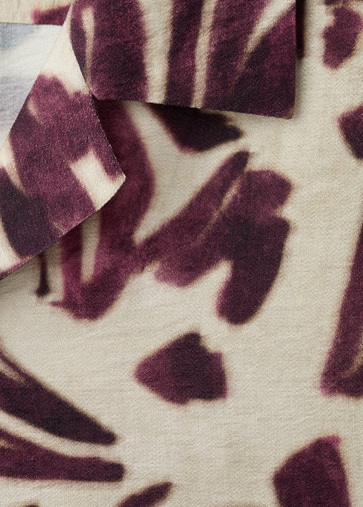 Printed flowing shirt with bowling collar — Purple
