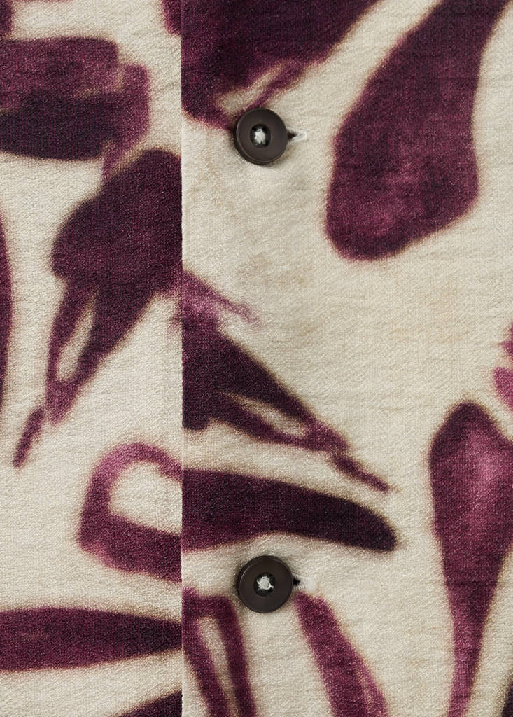 Printed flowing shirt with bowling collar — Purple