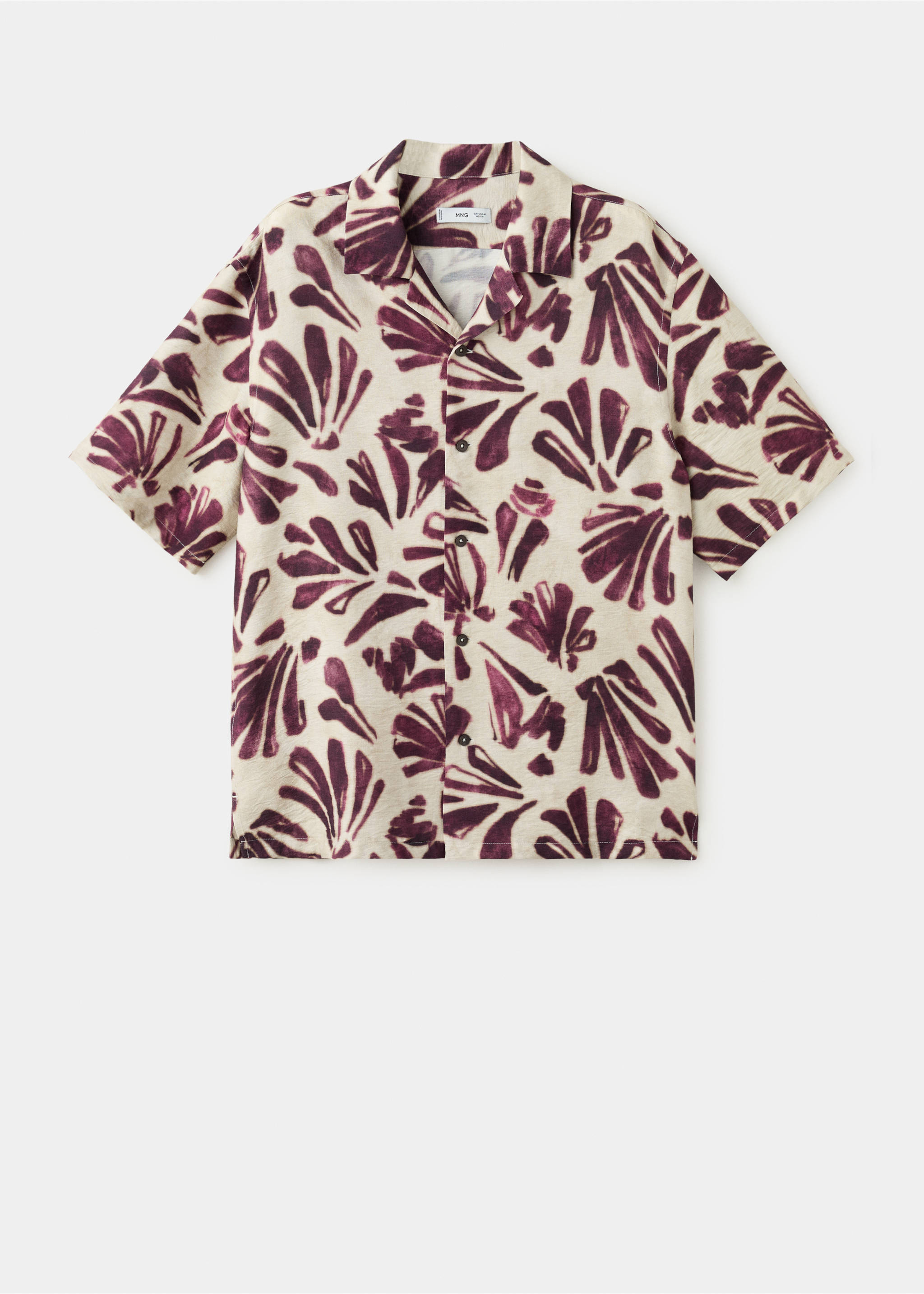 Printed flowing shirt with bowling collar - Article without model, Purple. Ref: 27095986-00.