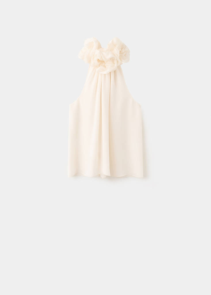 Halter neck floral blouse — Ecru