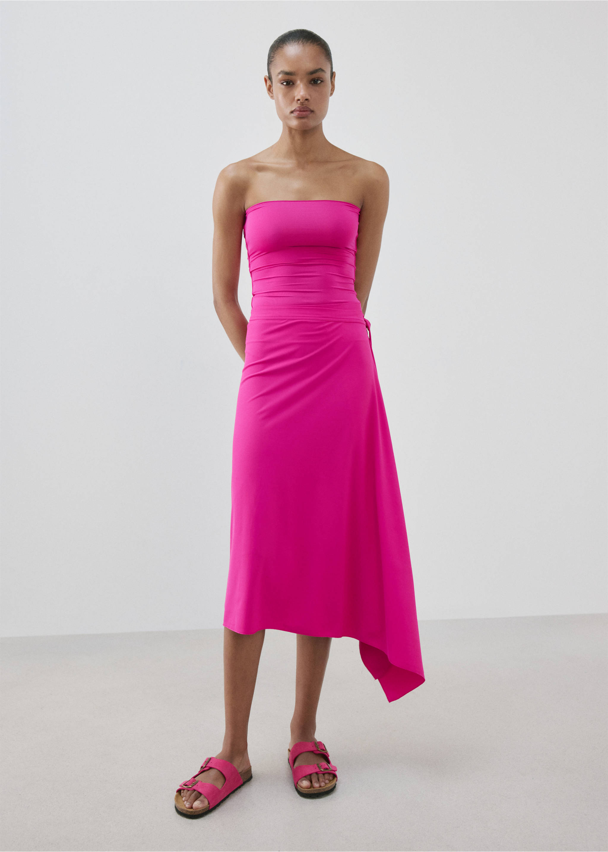Asymmetric midi skirt - General plane, Fuchsia. Ref: 27095994-00.