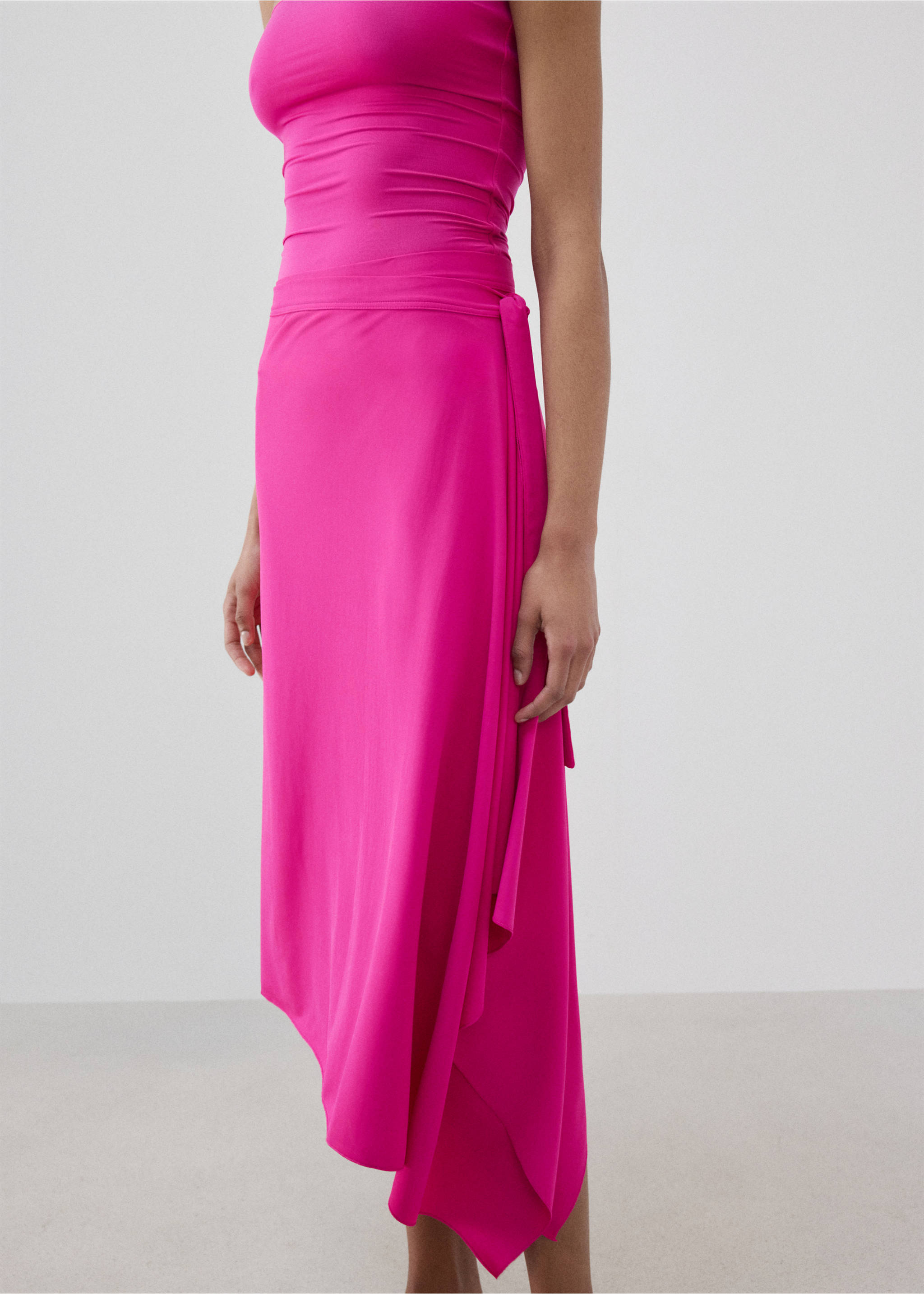 Asymmetric midi skirt - Medium plane, Fuchsia. Ref: 27095994-00.