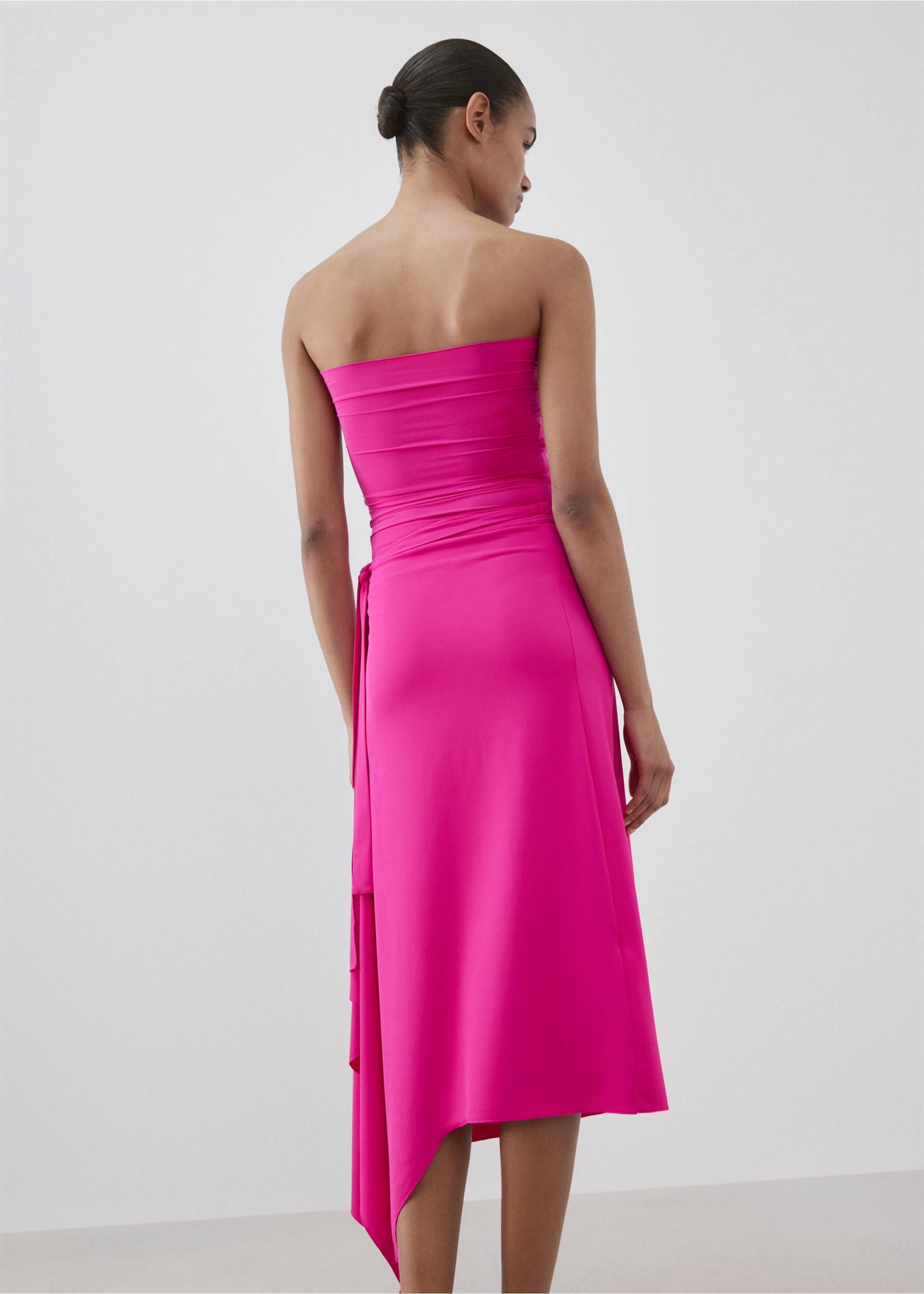 Asymmetric midi skirt - Reverse of the article, Fuchsia. Ref: 27095994-00.