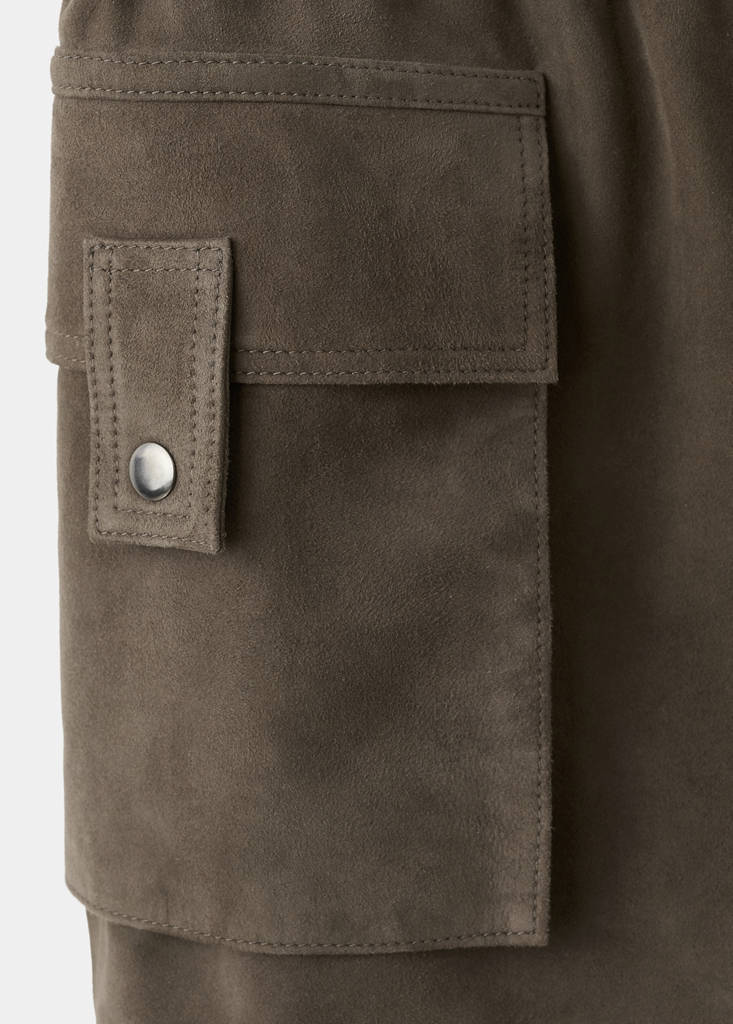 Suede shorts with pockets — Grey