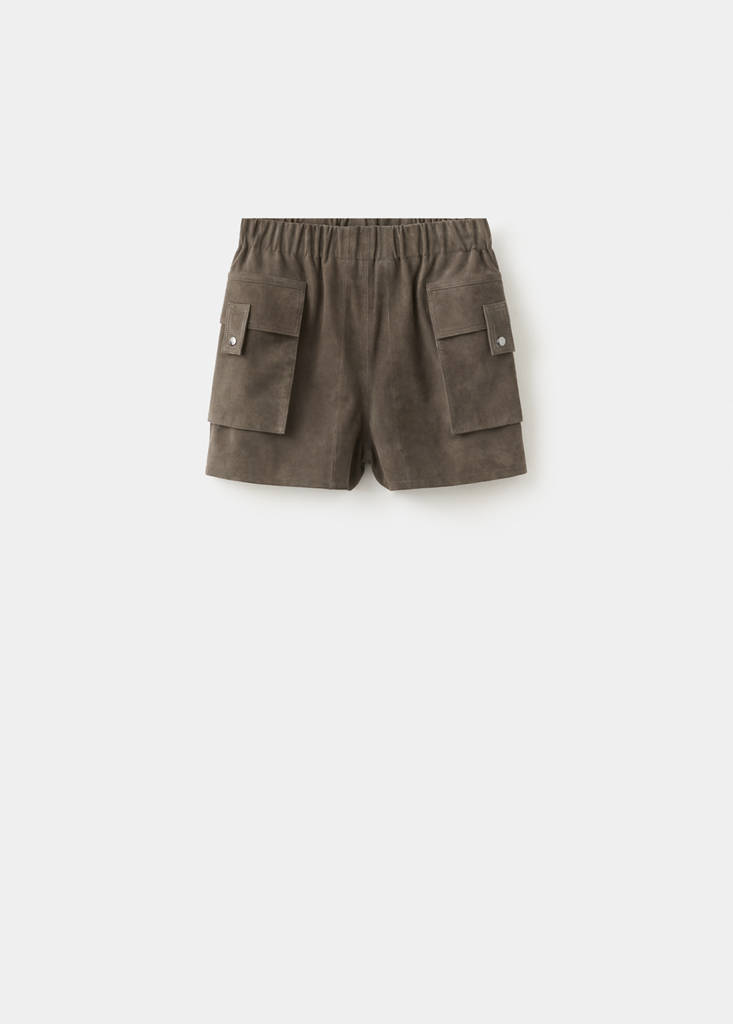 Suede shorts with pockets — Grey