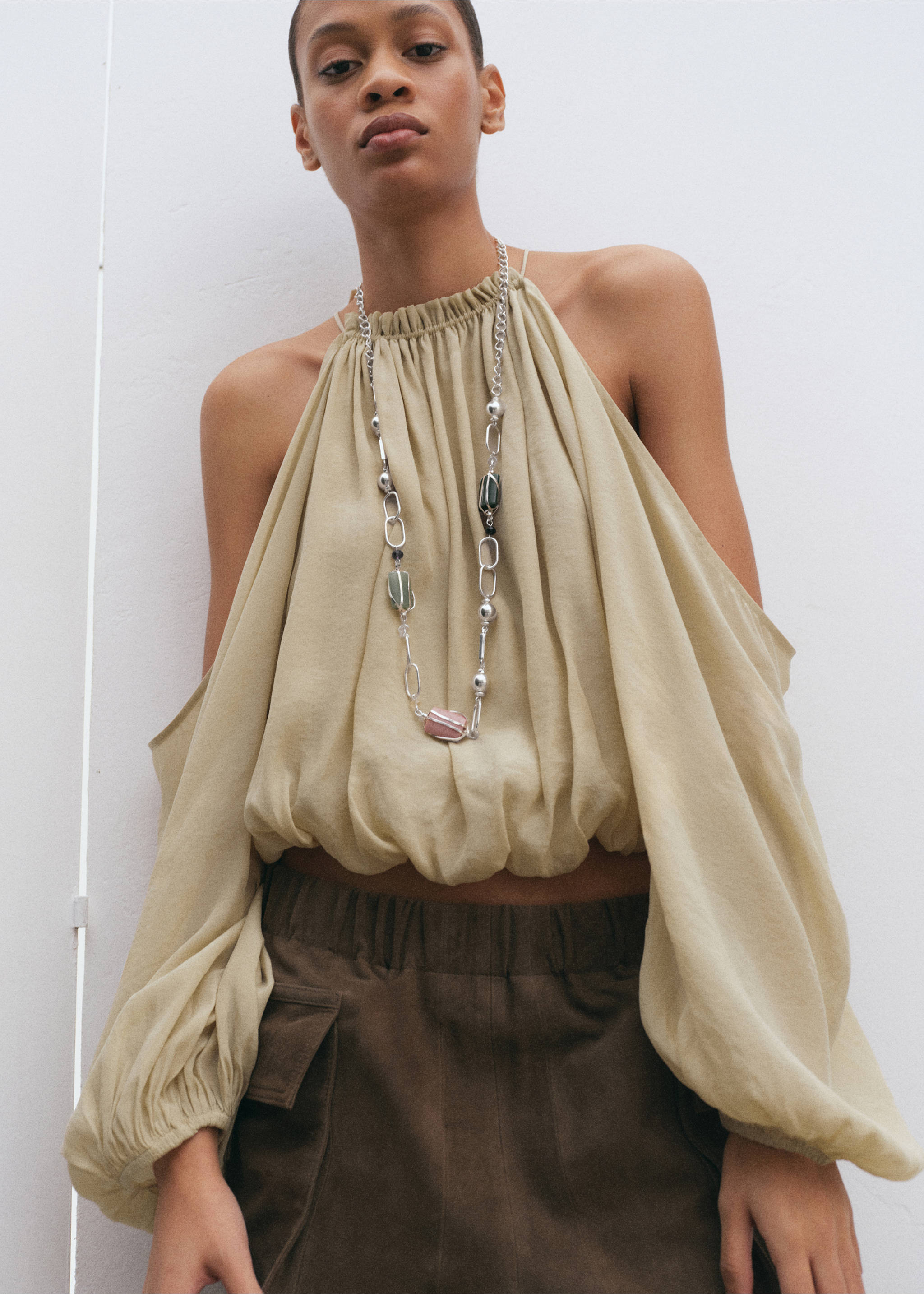 Semi-precious stone combination necklace - General plane, Silver. Ref: 27095998-00.