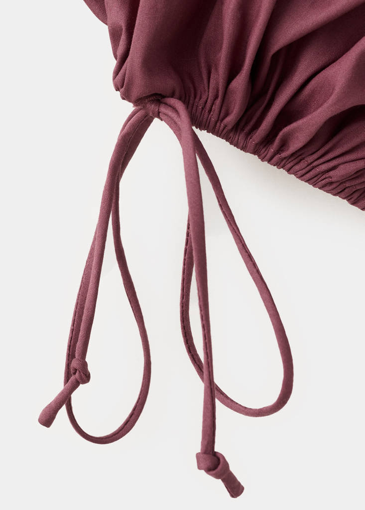 Puff-sleeved cropped blouse — Cherry