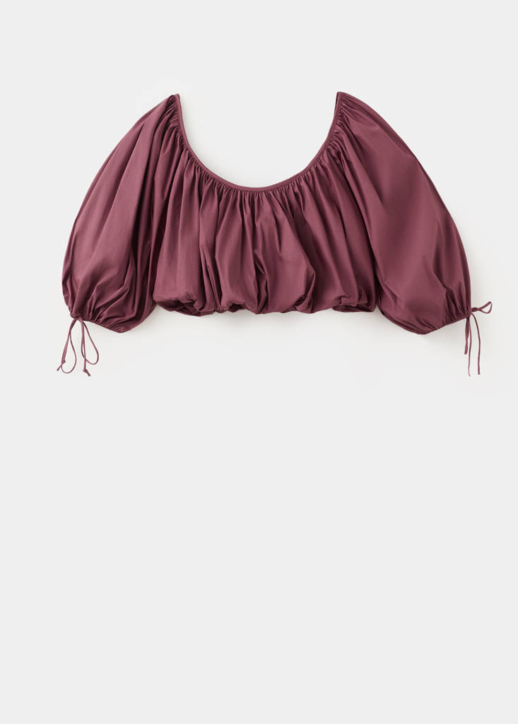 Puff-sleeved cropped blouse — Cherry
