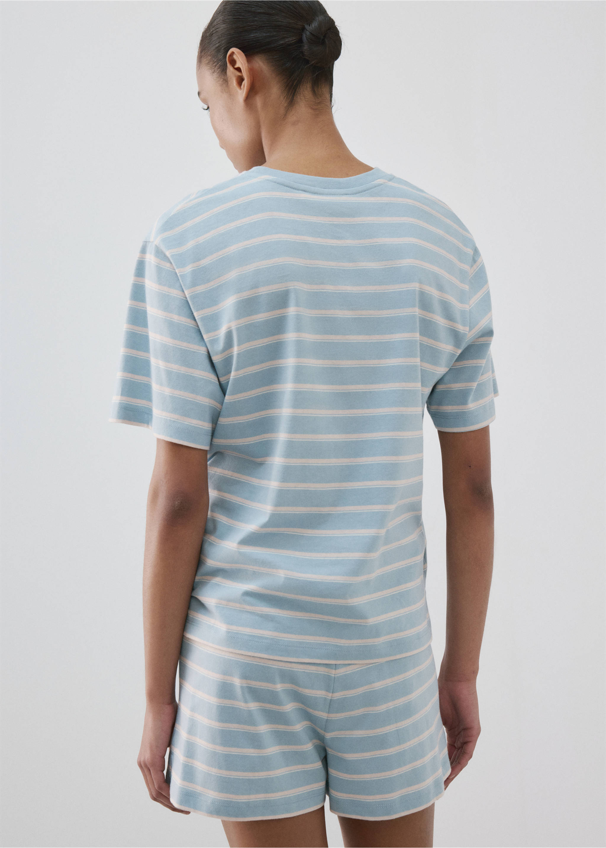 Cotton striped pyjama shorts - Reverse of the article, Blue. Ref: 27096001-00.