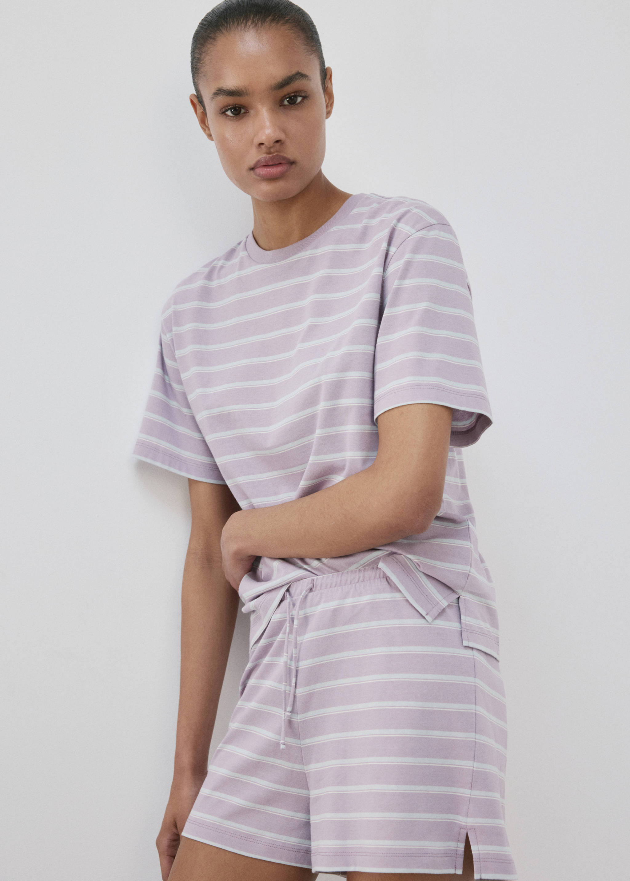 Cotton striped pajama shorts - Medium plane