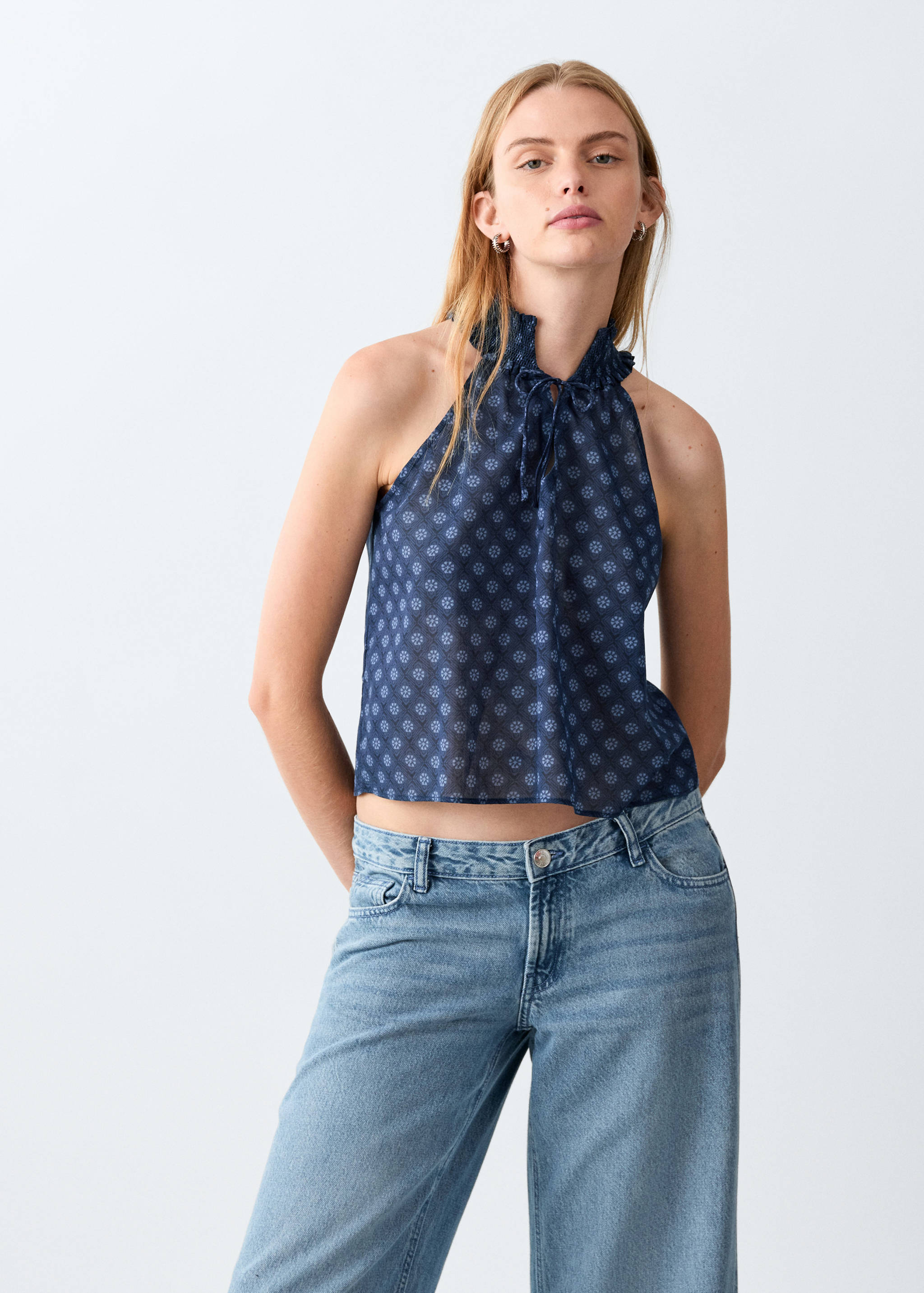 Printed halter-neck top - Medium plane