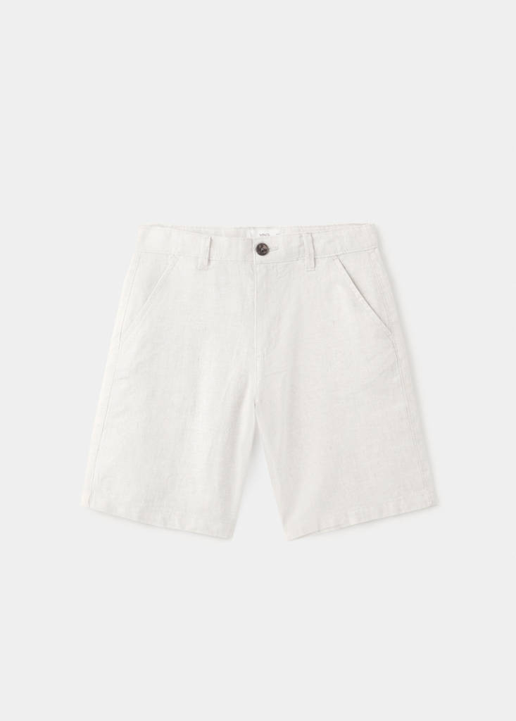 Linen-blend Bermuda shorts — Sand