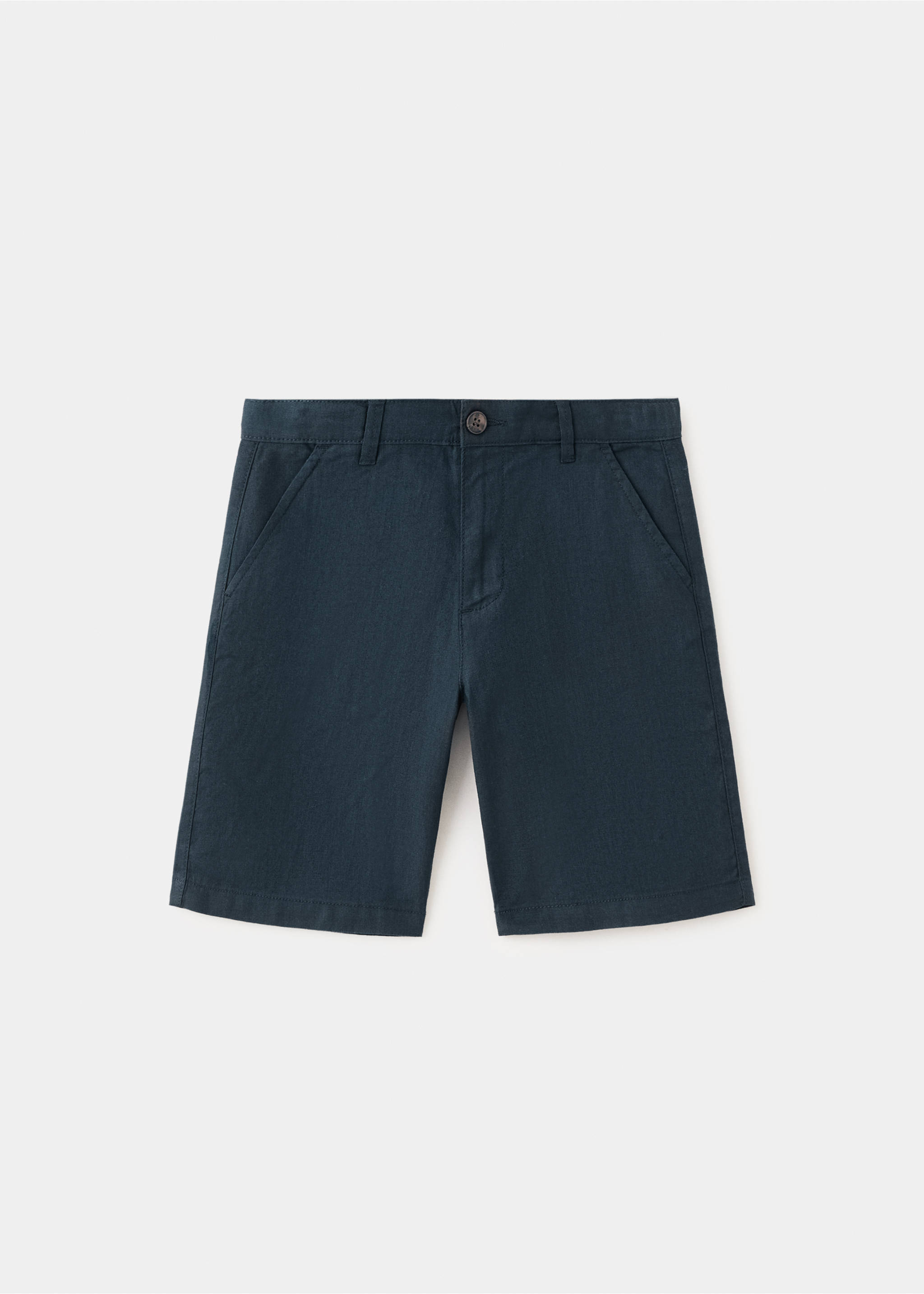 Linen-blend Bermuda shorts - Article without model, Navy. Ref: 27096338-00.