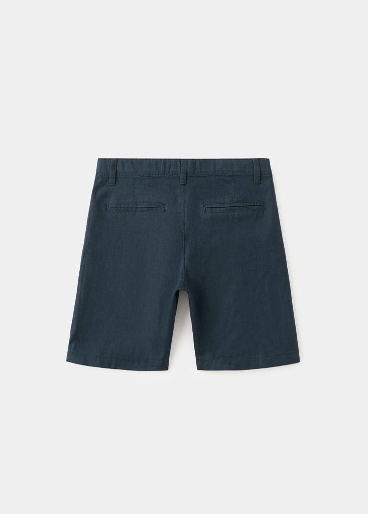 Linen-blend Bermuda shorts — Navy