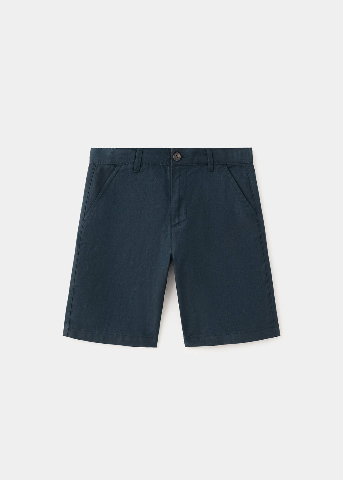 Linen-blend Bermuda shorts — Navy