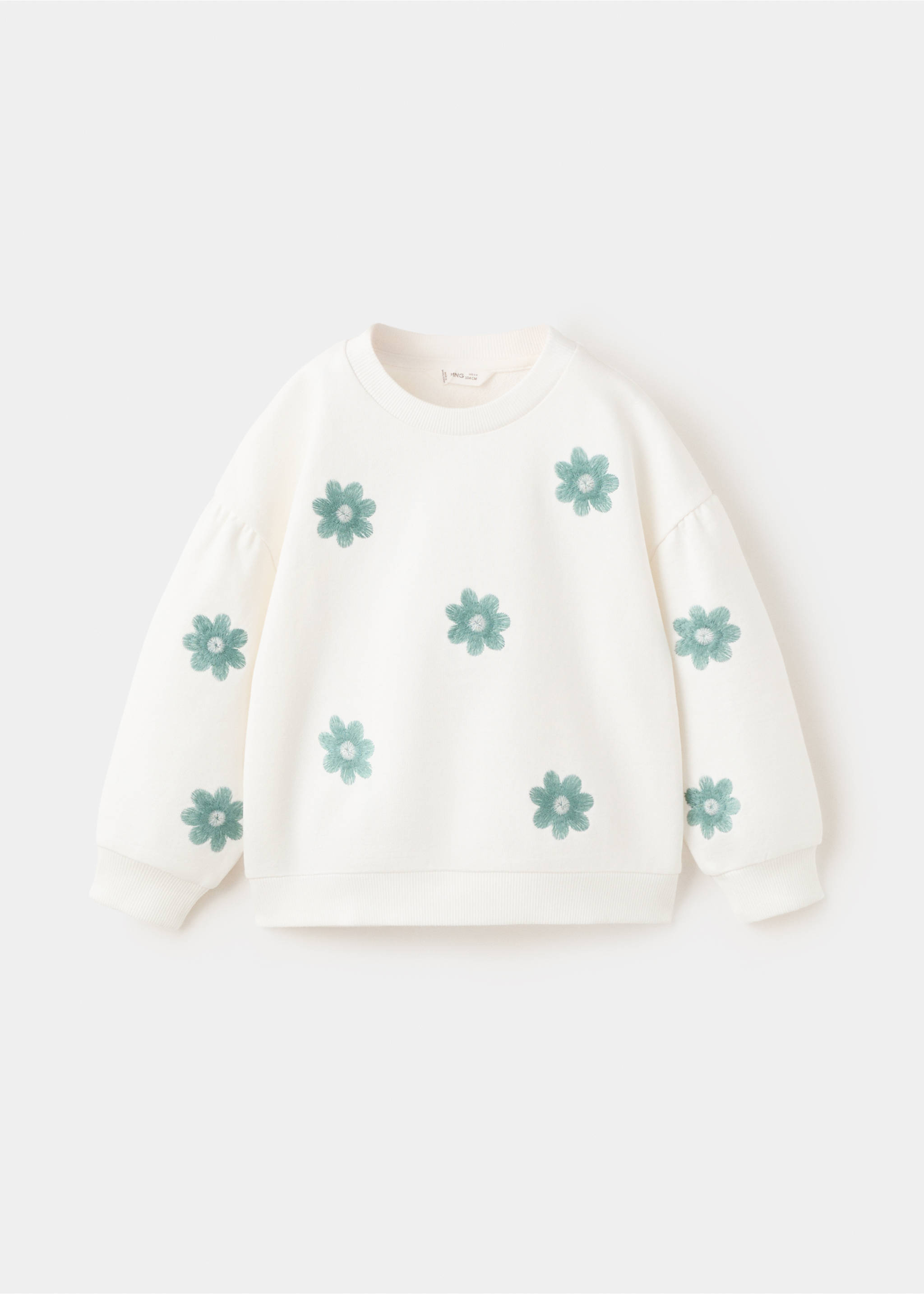 Cotton sweatshirt with embroidered flowers - Article without model, Off White. Ref: 27096339-00.