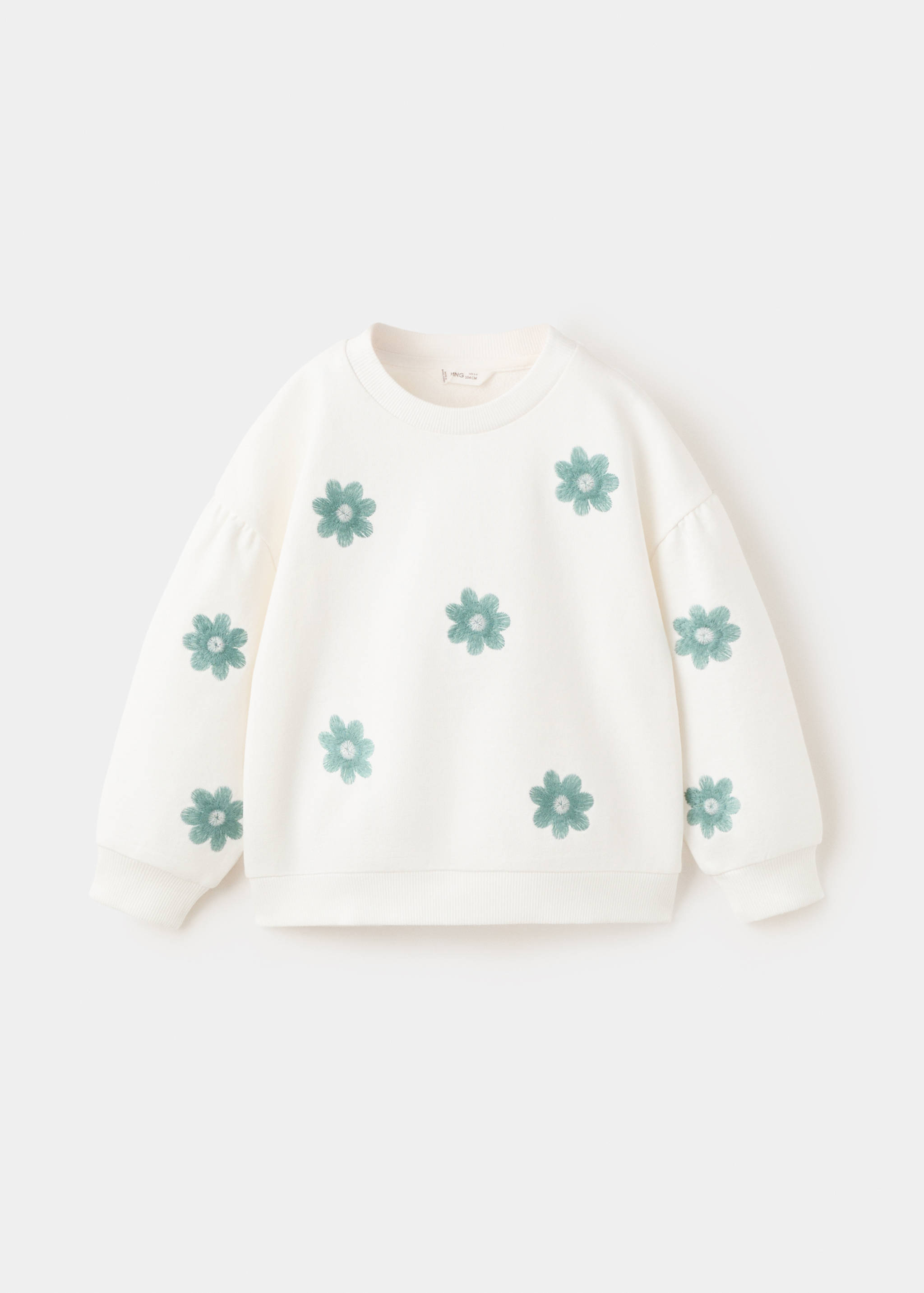 Cotton sweatshirt with embroidered flowers - Article without model