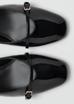 Patent leather shoes with straps and buckle — Black 4
