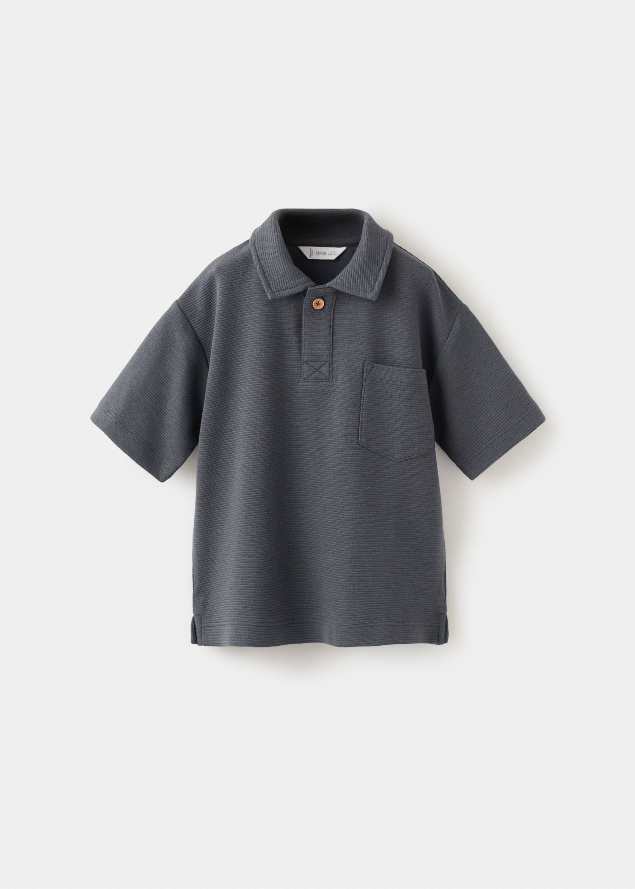 Chest-pocket cotton pocket polo shirt - Article without model, Charcoal. Ref: 27096342-00.