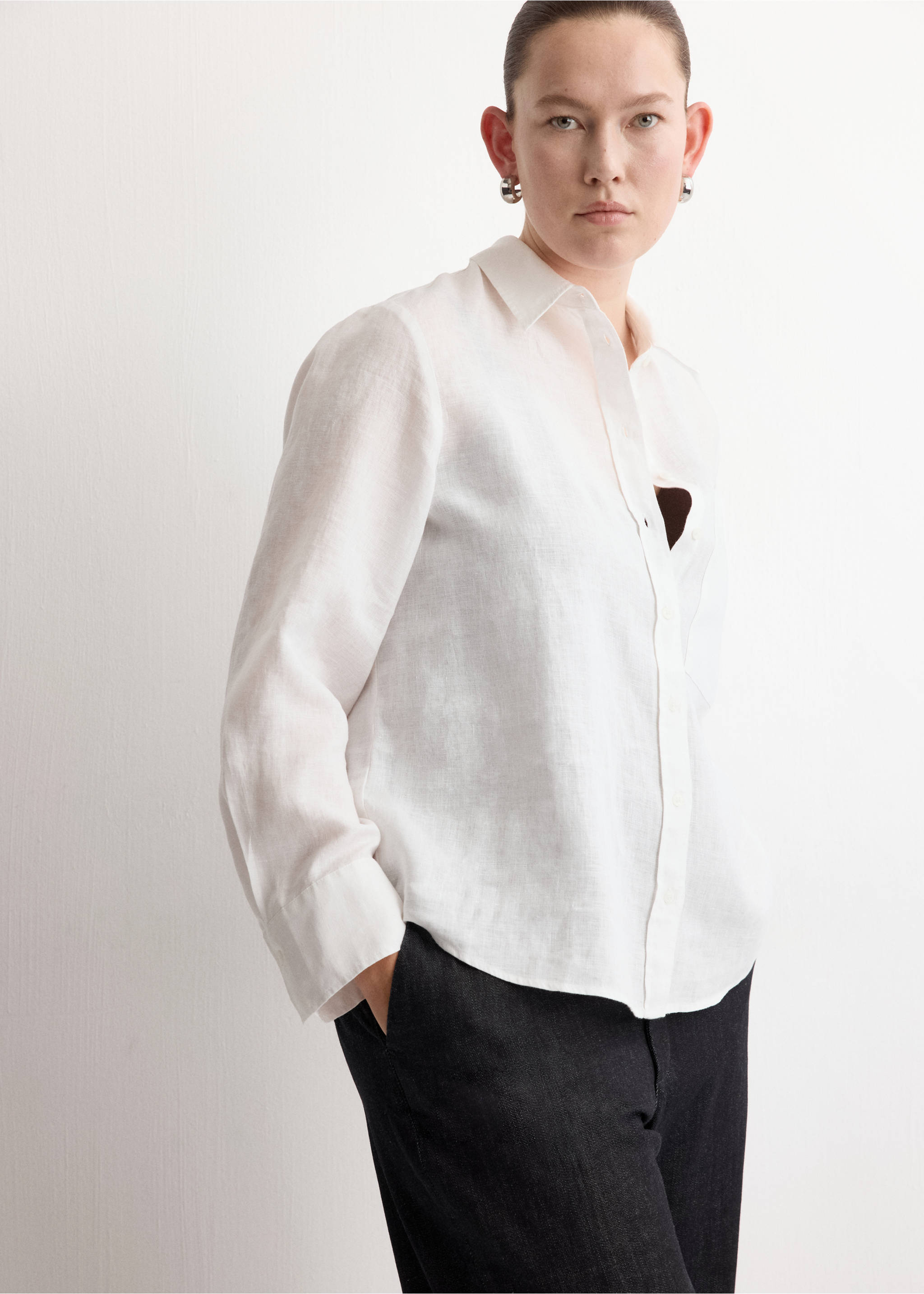 Chemise lin poche - Détail de l'article 4, Blanc cassé. Ref: 27096345-00.