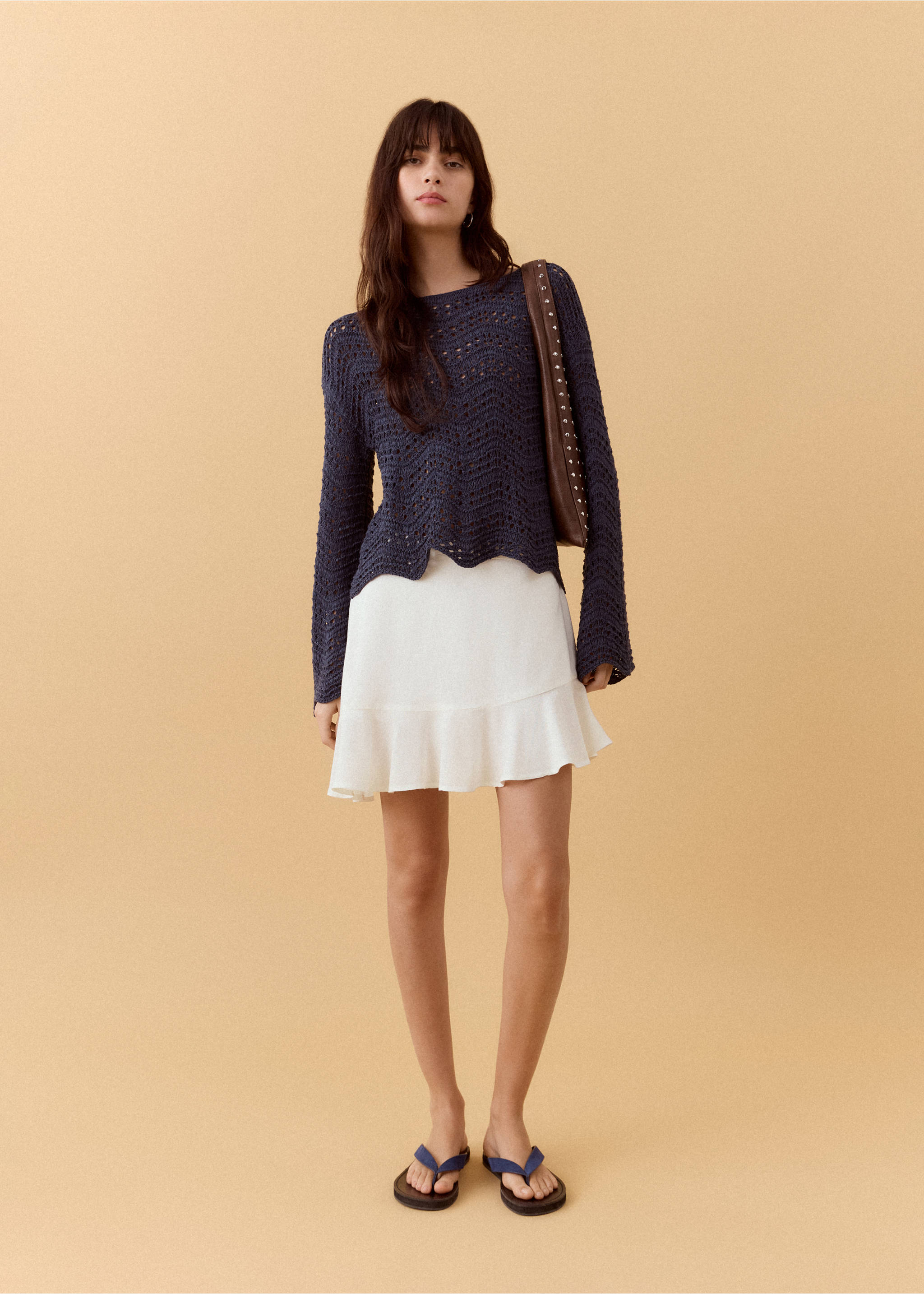 Asymmetrical ruffled skirt - General plane, Off White. Ref: 27096346-00.