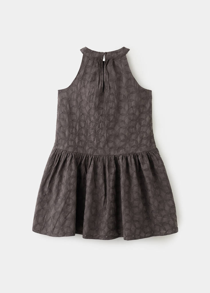 Floral embroidery dress — Chocolate