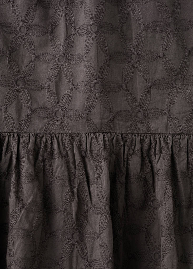 Floral embroidery dress — Chocolate