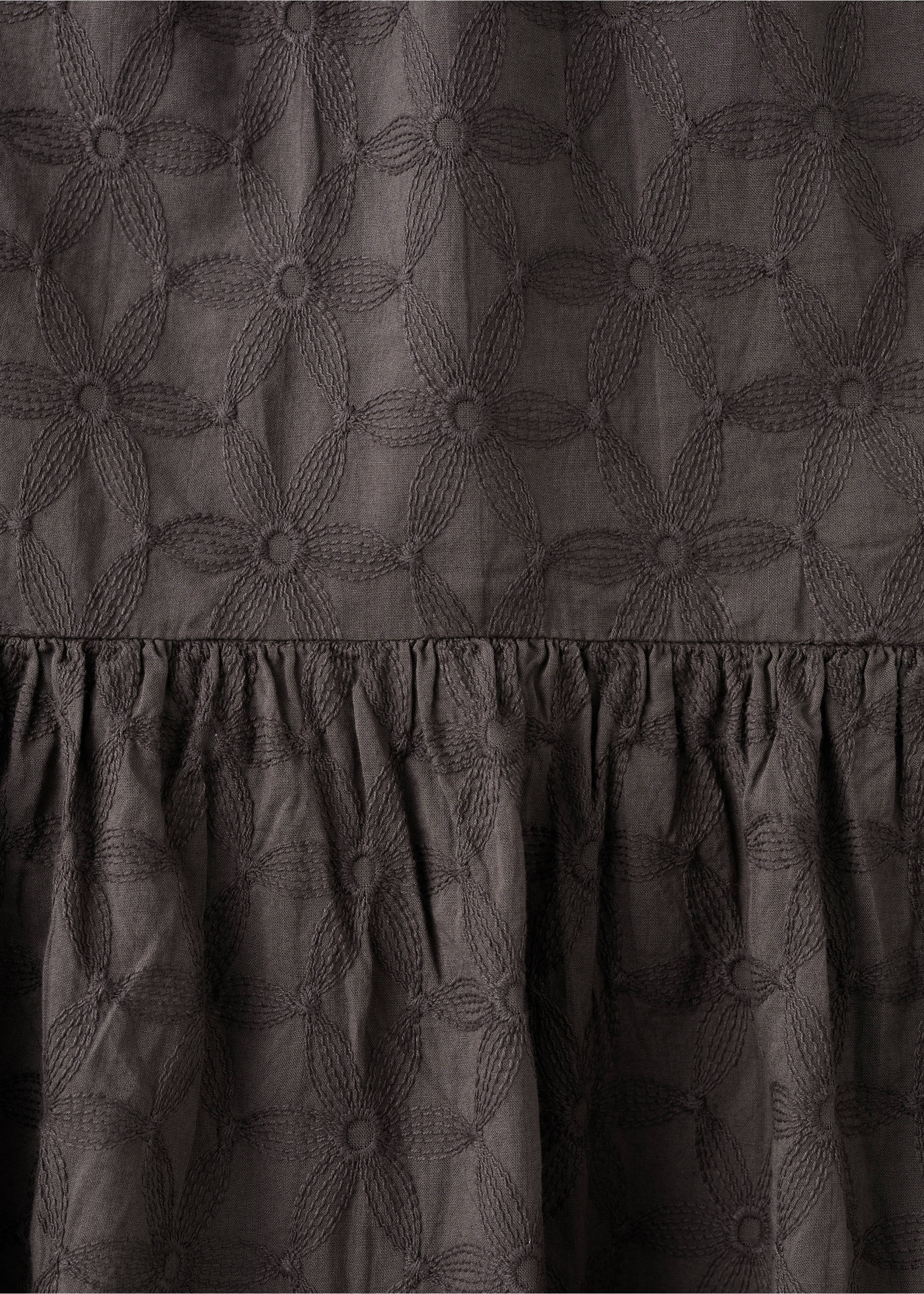 Floral embroidery dress - Details of the article 0, Chocolate. Ref: 27096347-00.